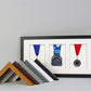 Medal Display frame for Three Medals. 25x50cm. - PhotoFramesandMore - Wooden Picture Frames