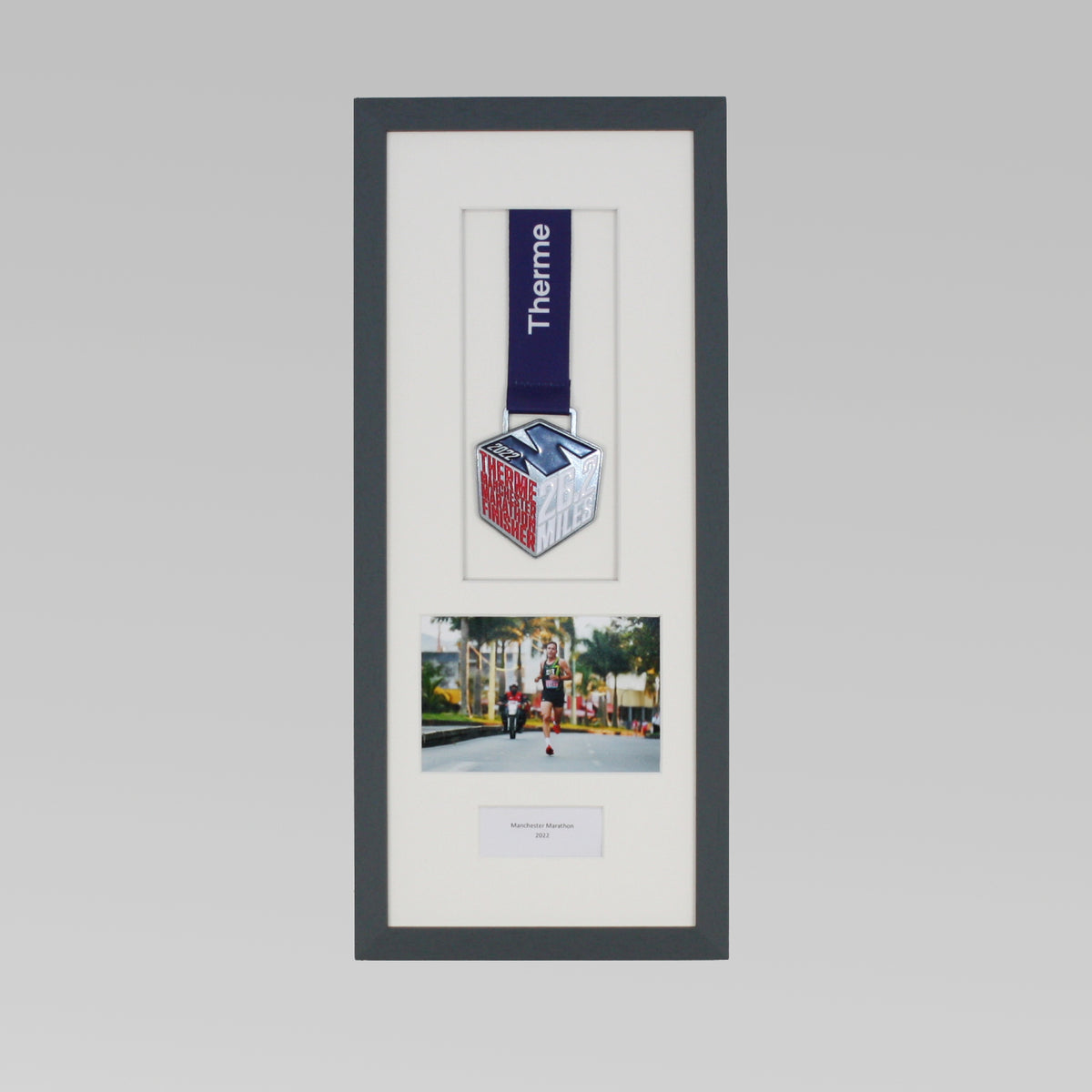 Personalised Medal Frame with Apertures for Medal, 6x4" Landscape Photo and Text. Marathon Display 2026