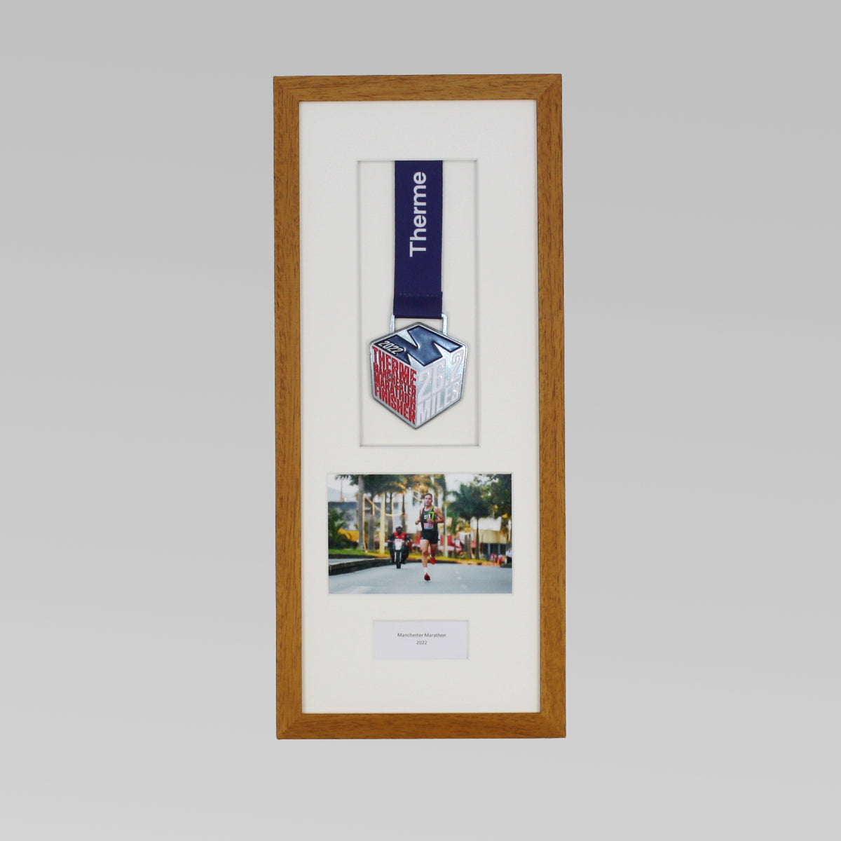 Personalised Medal Frame with Apertures for Medal, 6x4" Landscape Photo and Text. Marathon Display 2026