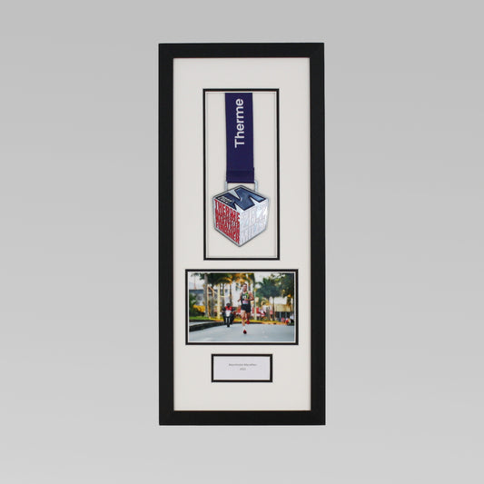 Personalised Medal Frame with Apertures for Medal, 6x4" Landscape Photo and Text. Marathon Display 2026