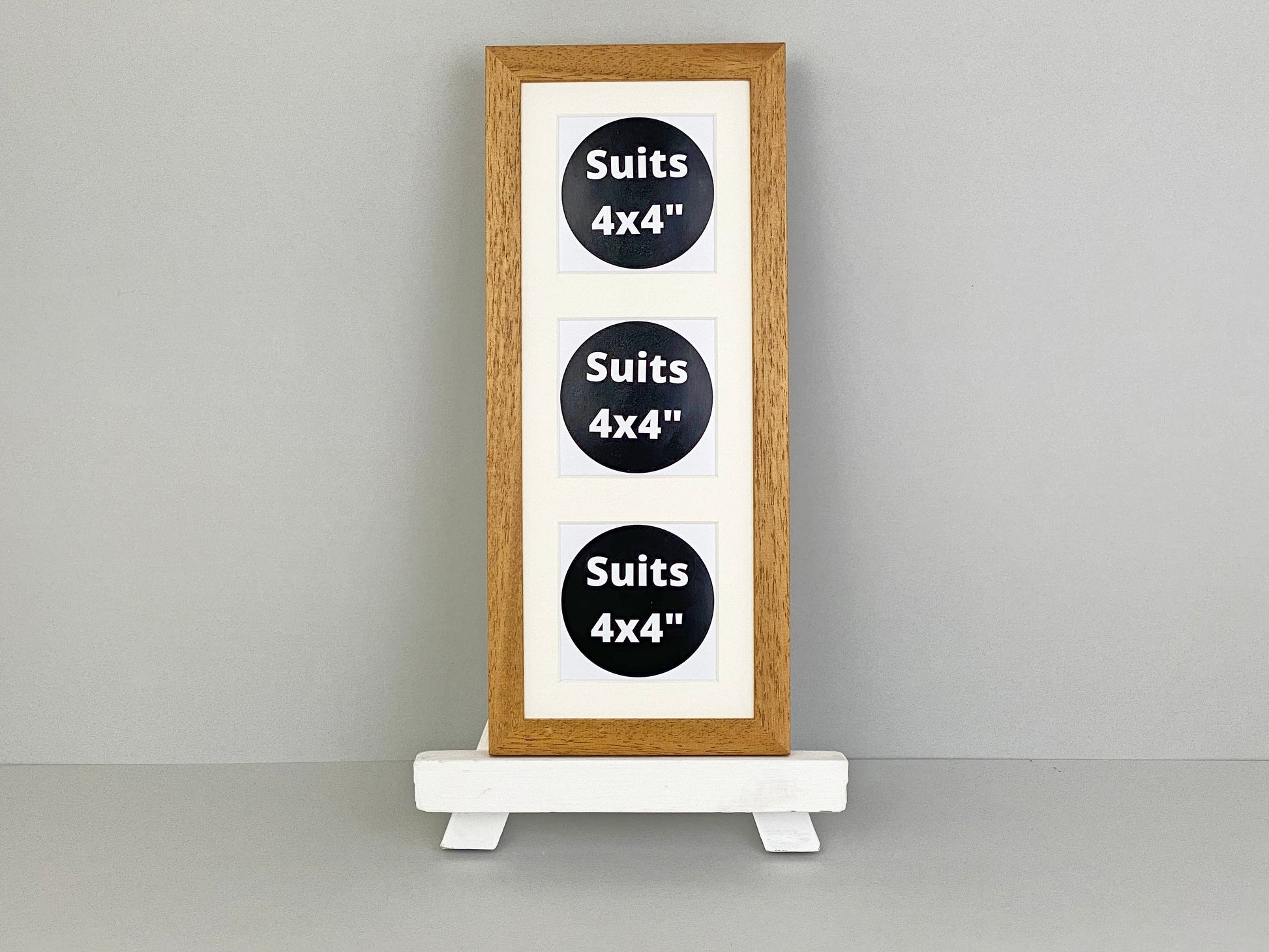 Suits Three 4x4" photos. 15x40cm. Portrait or Landscape. Wooden Collage Photo Frame. - PhotoFramesandMore - Wooden Picture Frames