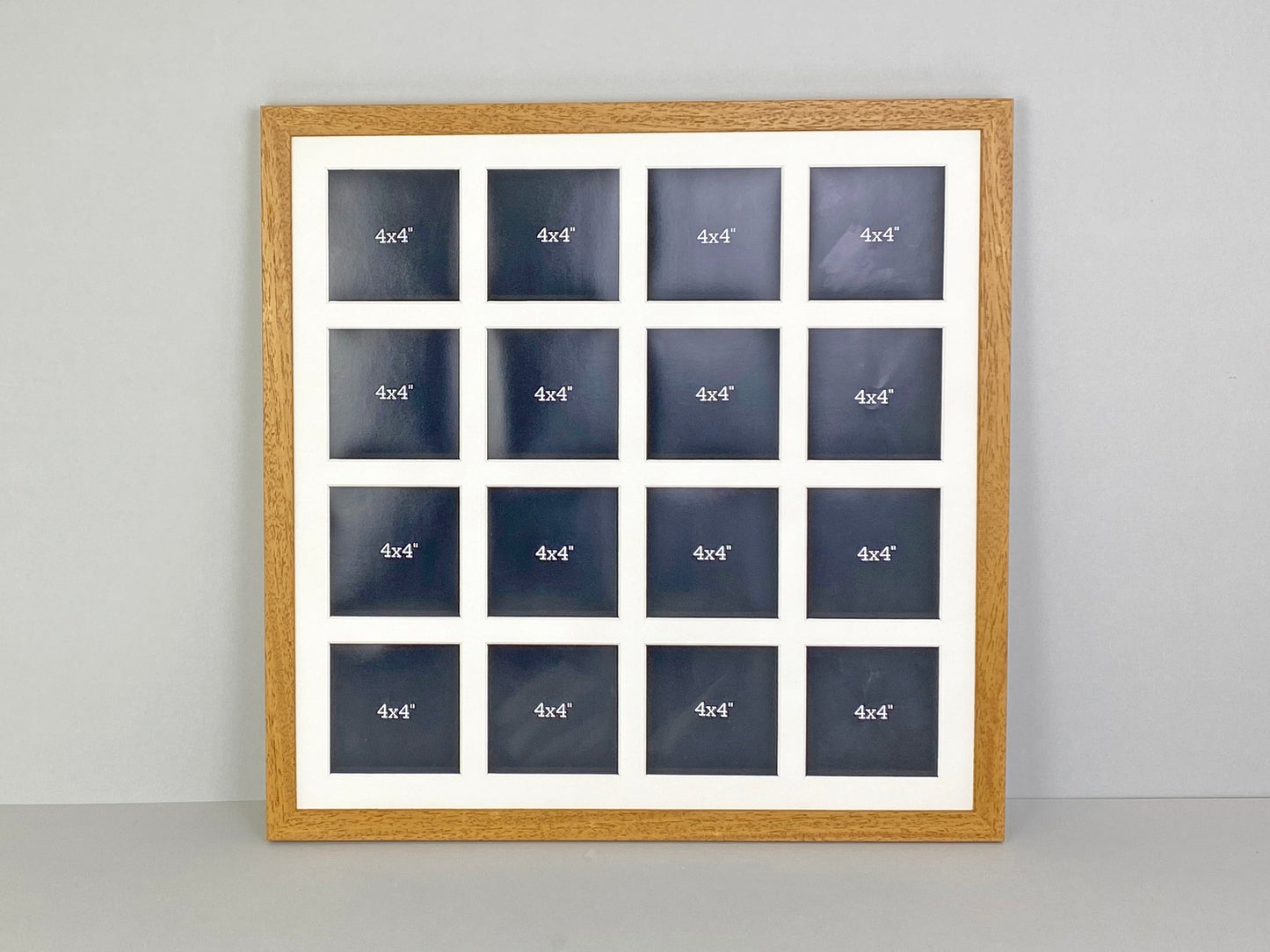 Suits Sixteen 4x4" photos. 50x50cm. Wooden Multi Aperture Photo Frame. - PhotoFramesandMore - Wooden Picture Frames