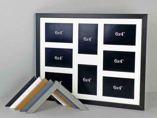 Suits Eight 6x4" Photos. 40x50cm Multi Aperture Photo Frame. - PhotoFramesandMore - Wooden Picture Frames