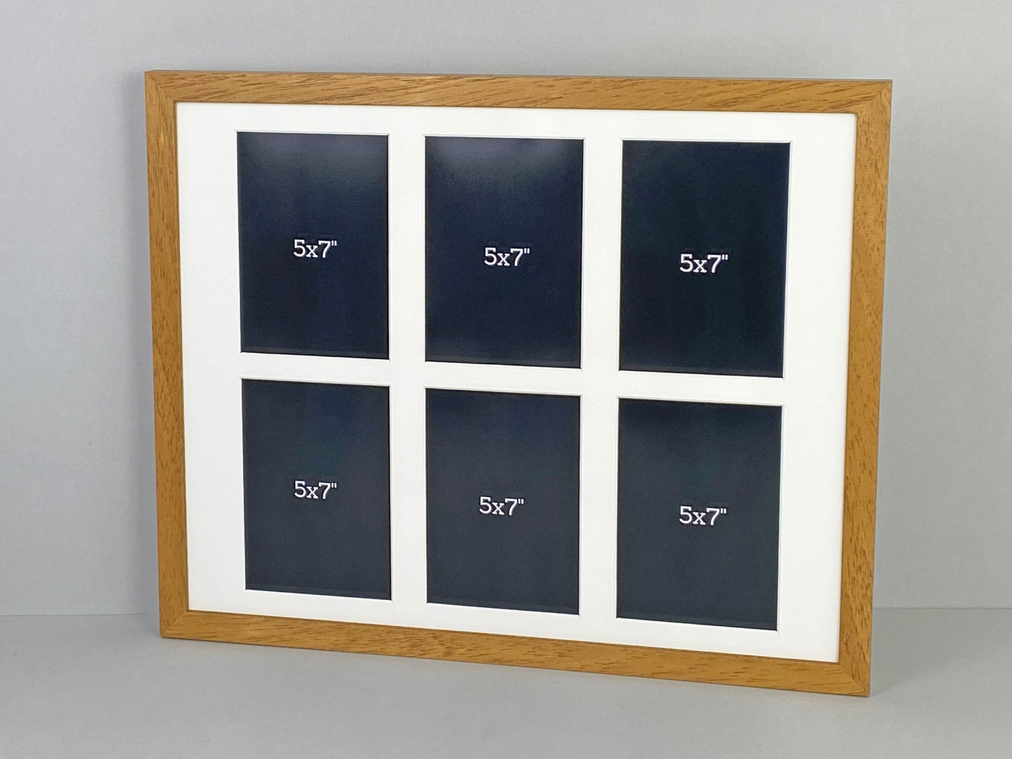 Suits Six 5x7" Photos. 40x50cm. Wooden Multi Aperture Photo Frame.