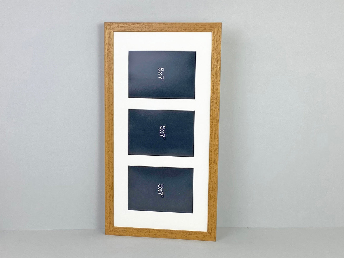 Suits Three 5x7" Photos. 25x50cm. Wooden Multi Aperture/ Collage Frame. - PhotoFramesandMore - Wooden Picture Frames