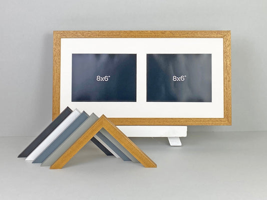 Suits Two 8x6" Photos. 25x50cm. Wooden Multi picture Frame - PhotoFramesandMore