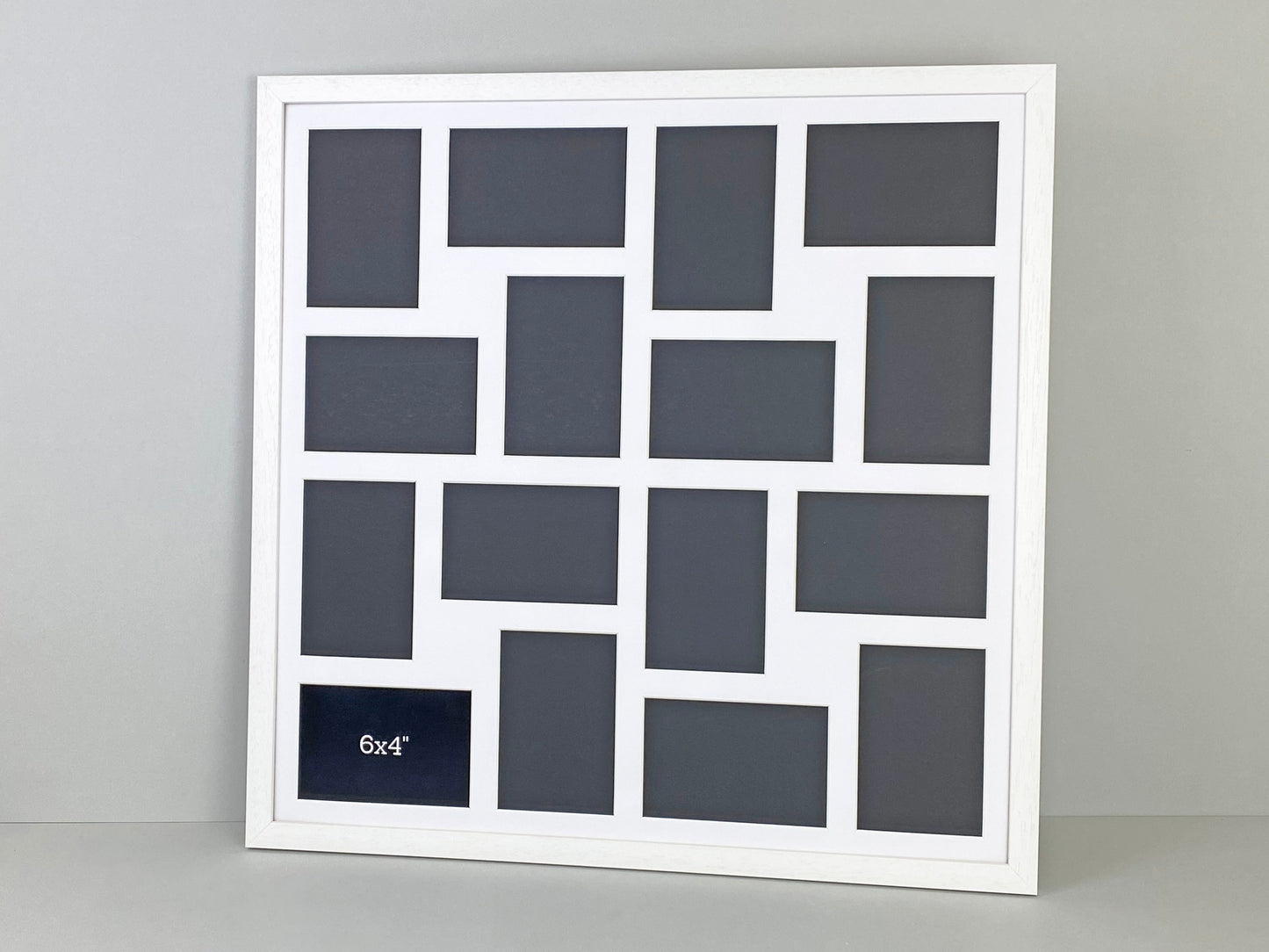 Suits Sixteen 6x4" Photos. 60x60cm. Wooden Multi Aperture Photo Frame. - PhotoFramesandMore