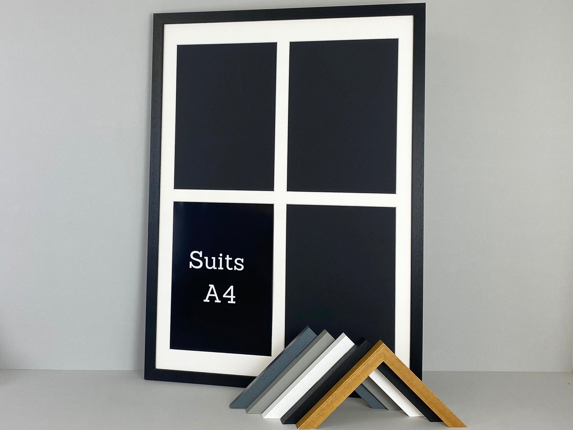 Suits Four A4 Photos / Certificates. 50x70cm. Multi Aperture Photo Frame. - PhotoFramesandMore - Wooden Picture Frames