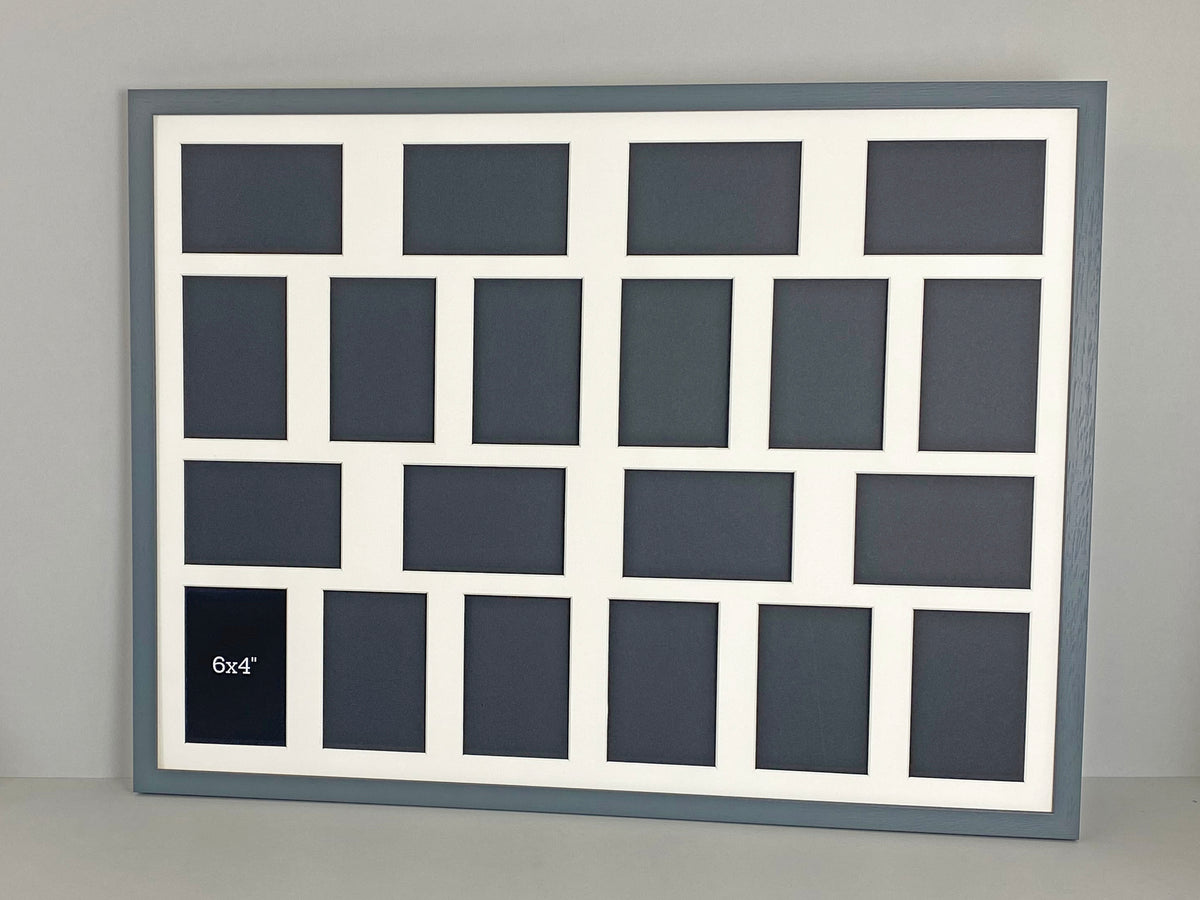 Suits Twenty 6x4" Photos. Mixed orientation. 60x80cm. Wooden Multi Aperture Picture Frame.