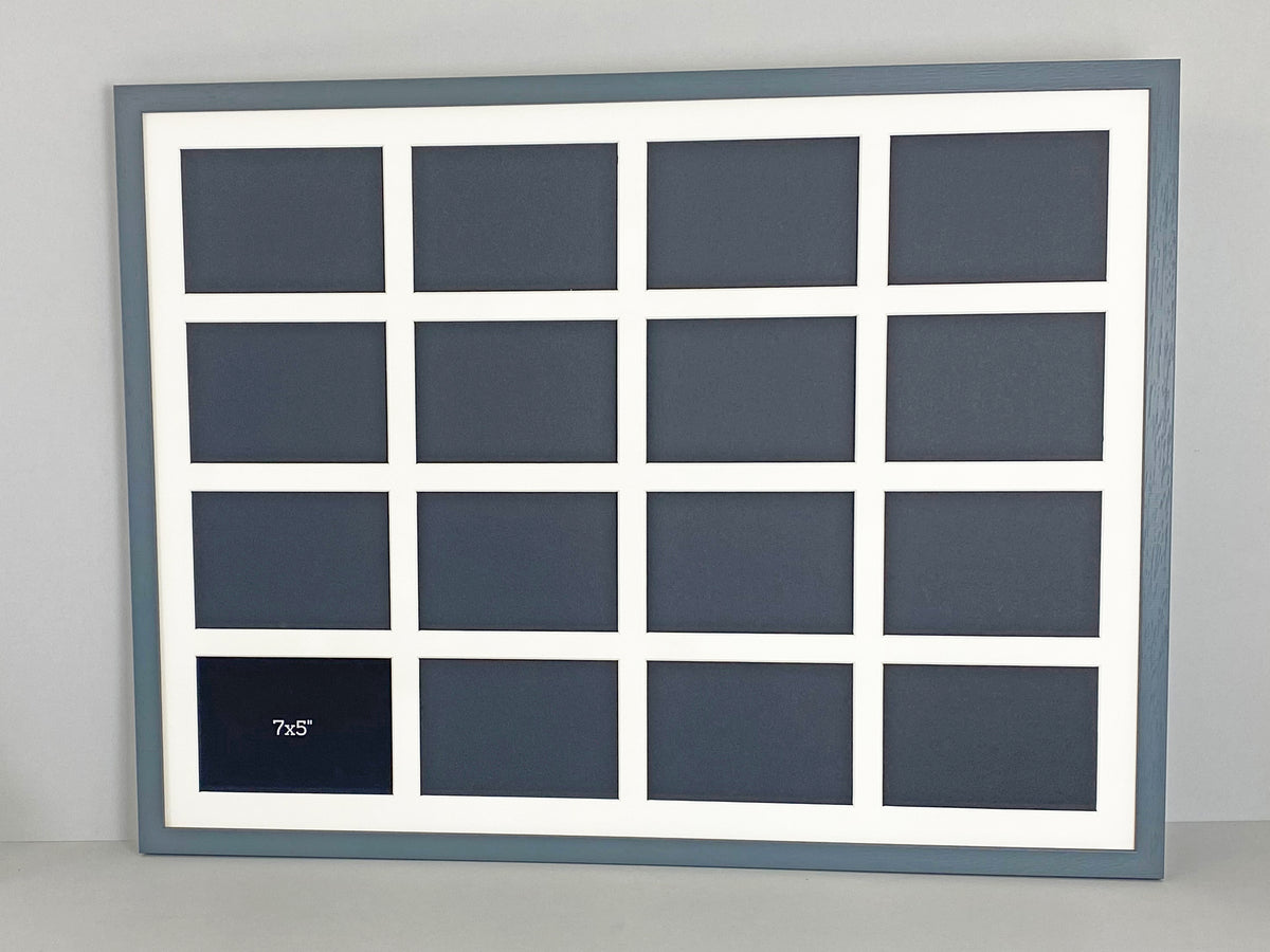 Suits Sixteen 5x7" Photos. 60x80cm. Wooden Multi Aperture Photo Frame.