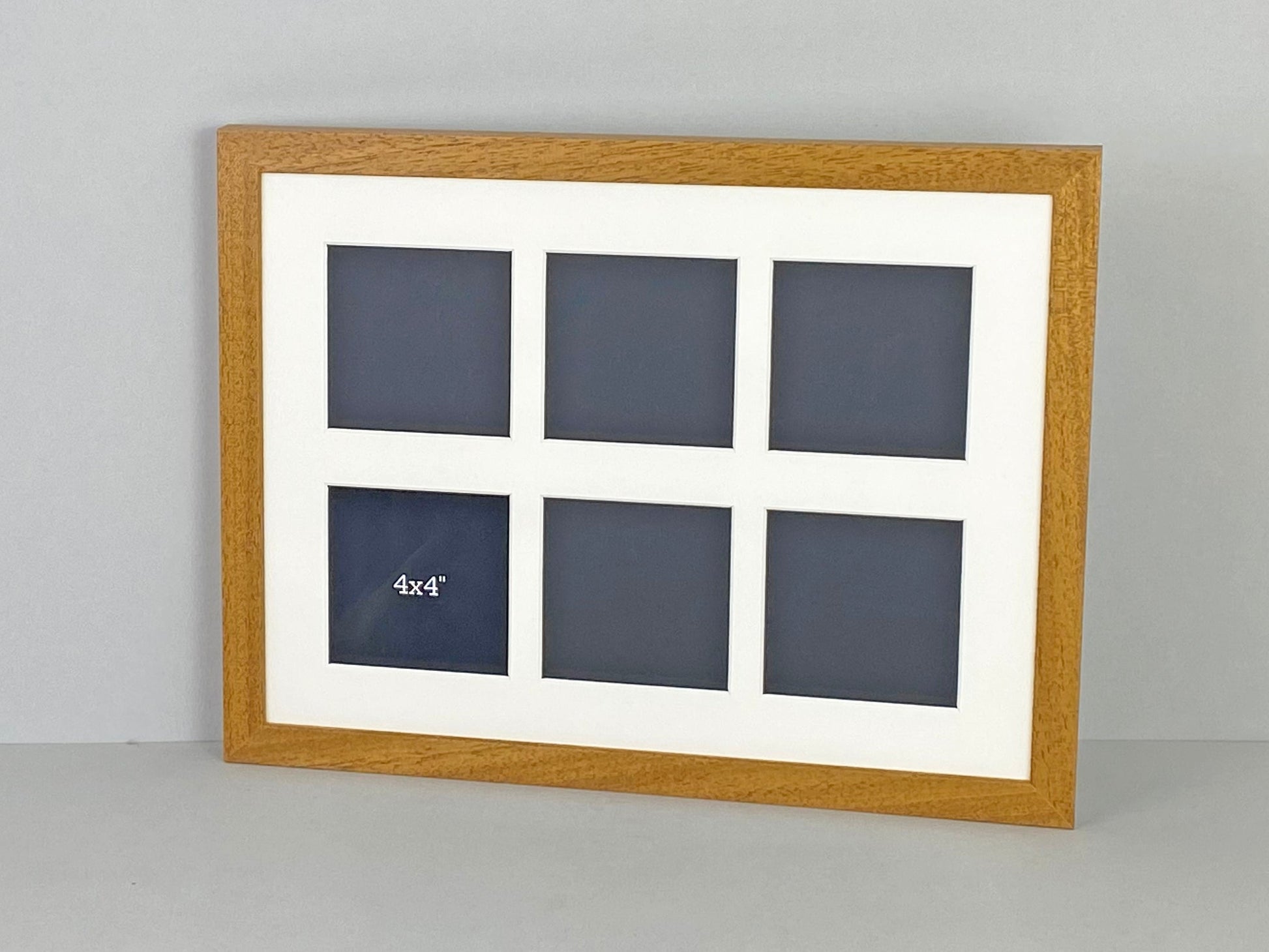 Suits Six 4x4" photos. 30x40cm. Wooden Multi Aperture Photo Frame. - PhotoFramesandMore