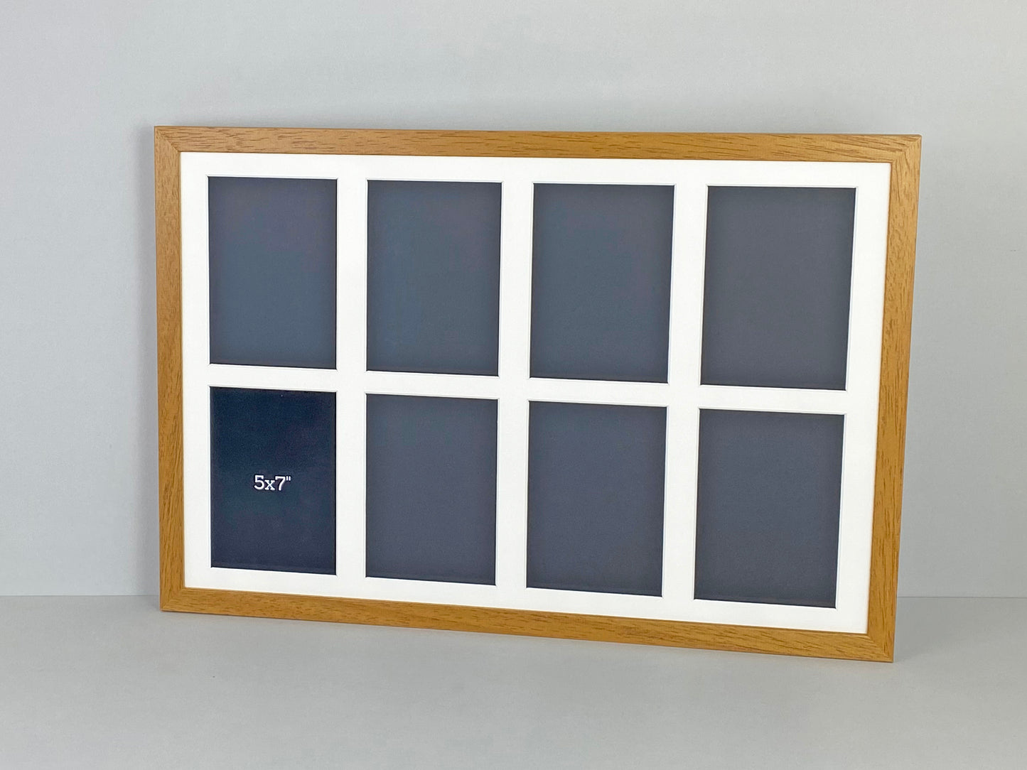 Suits Eight 5x7" photos.40x60cm. Wooden Multi Aperture Photo Frame.