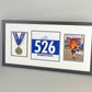 Medal display Frame with Apertures for Medal, Bib number and Photo. - PhotoFramesandMore - Wooden Picture Frames