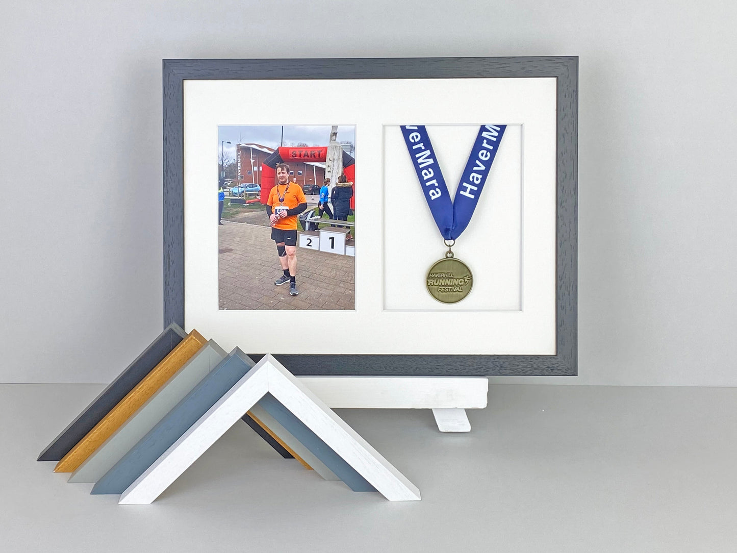 Medal display Frame with Apertures for Medal & Photo. 30x40cm - PhotoFramesandMore - Wooden Picture Frames