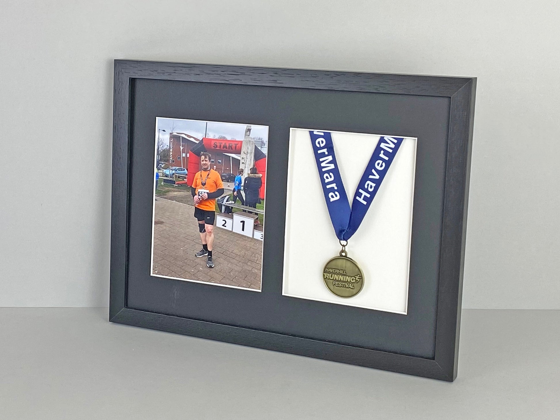 Medal display Frame with Apertures for Medal & Photo. 30x40cm - PhotoFramesandMore - Wooden Picture Frames