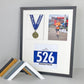 Medal display Frame with Apertures for Bib  &  Photo. 40x50cm. - PhotoFramesandMore - Wooden Picture Frames