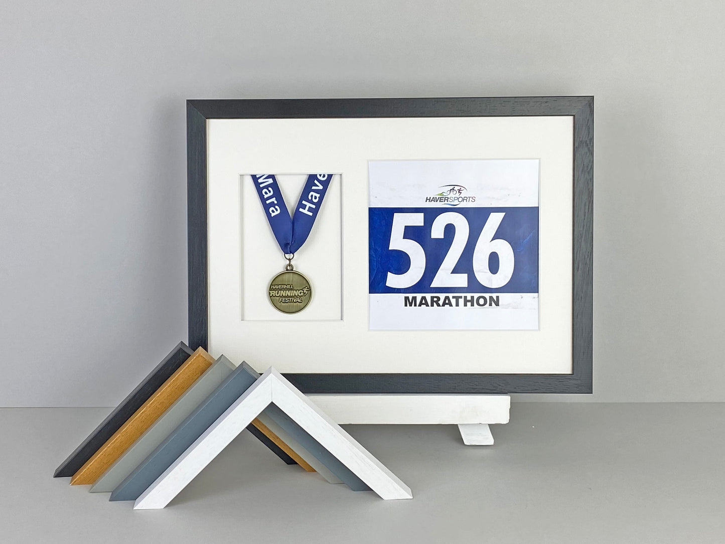 Medal display Frame with Apertures for Medal & Bib. A3 Size. - PhotoFramesandMore - Wooden Picture Frames