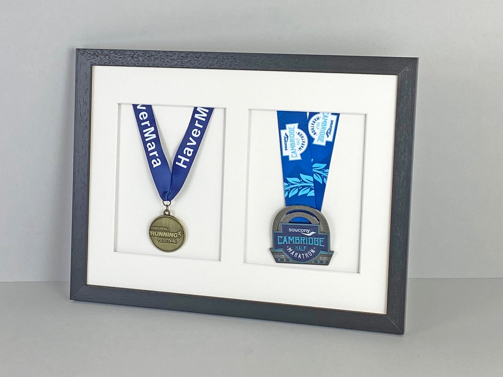 Medal display Frame with Apertures for Two Medals. 30x40cm. - PhotoFramesandMore - Wooden Picture Frames