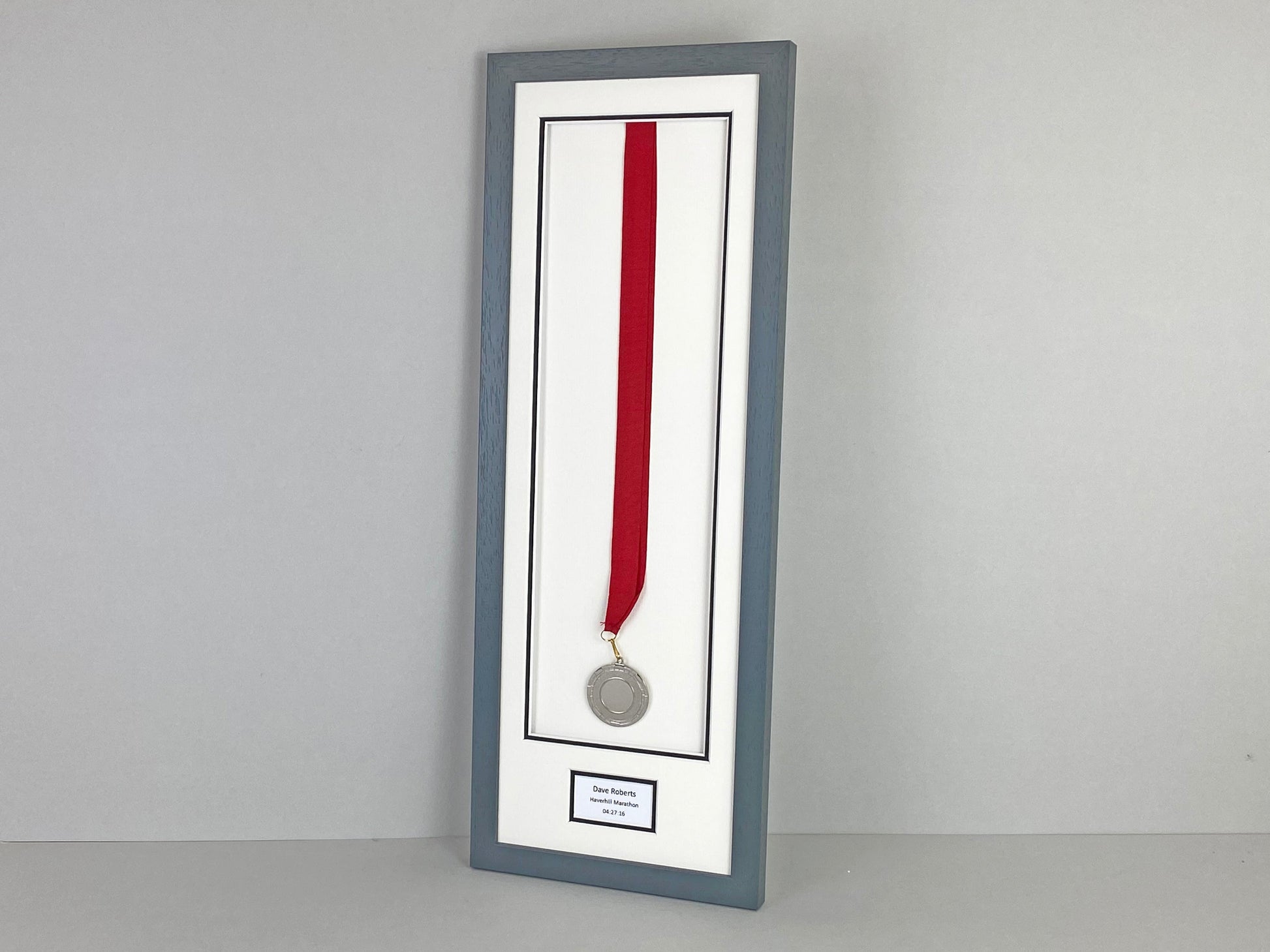 Personalised Medal display Frame with Caption. 20x60cm. - PhotoFramesandMore - Wooden Picture Frames