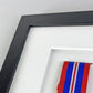 Personalised Military and Service Medal display Frame for Two Medals and two 6x4" Photographs. 20x50cm. Handmade. War Medals.