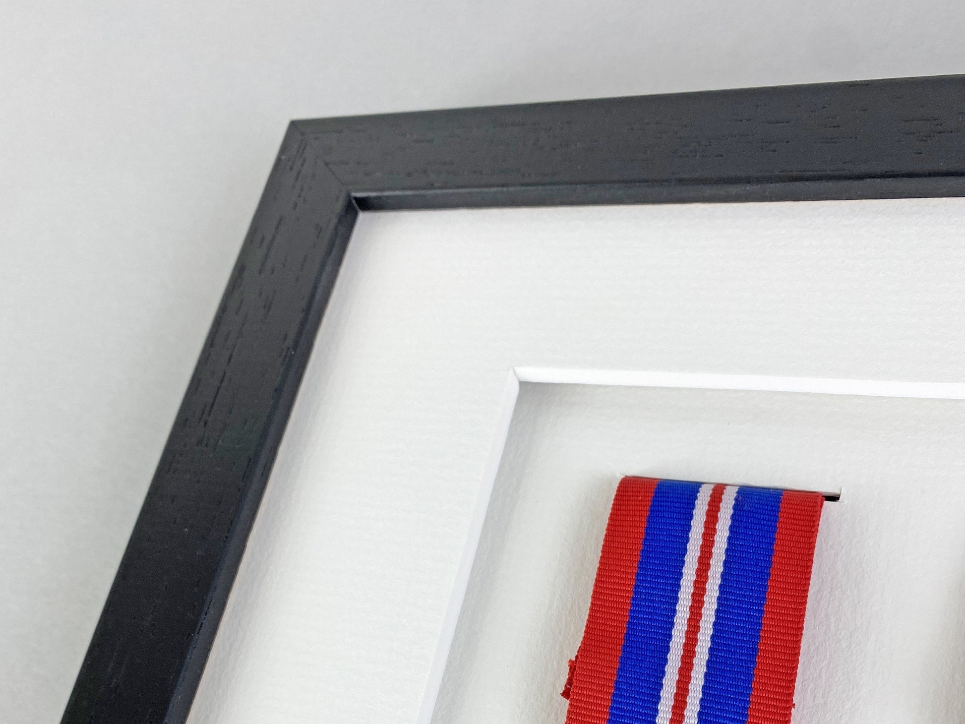Personalised Military Medal display Frame for Eight Medals and a 6x4" Photograph. 20x60cm. - PhotoFramesandMore - Wooden Picture Frames