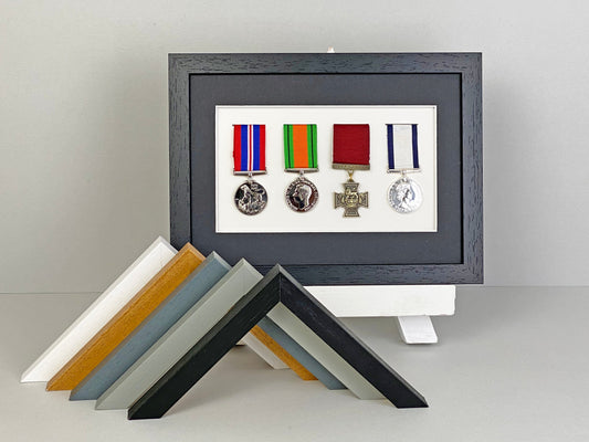 Military and Service Medal display Frame for Four Medals. A4. - PhotoFramesandMore - Wooden Picture Frames