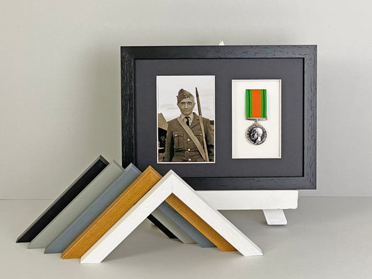 Military and Service Medal display Frame for One Medal and a 6x4" Photograph. - PhotoFramesandMore - Wooden Picture Frames