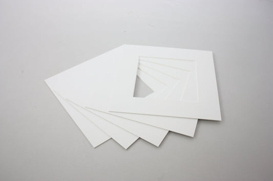 Packs of Square Mounts - Bright White -  Pack of 5/10/20 - PhotoFramesandMore - Wooden Picture Frames