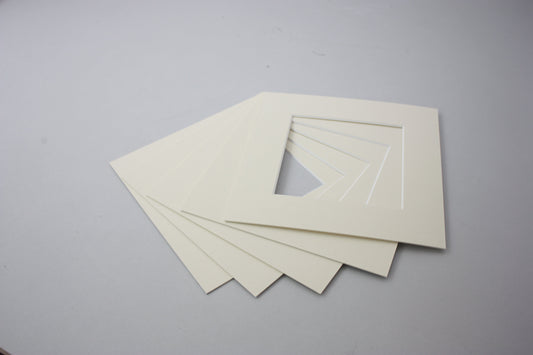 Packs of Square Mounts - Cream -  Pack of 5/10/20 - PhotoFramesandMore - Wooden Picture Frames