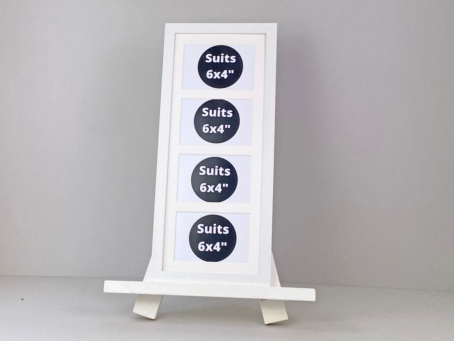 Suits Four 6x4" photos. 20x50cm. Wooden Multi Aperture Frame. - PhotoFramesandMore - Wooden Picture Frames