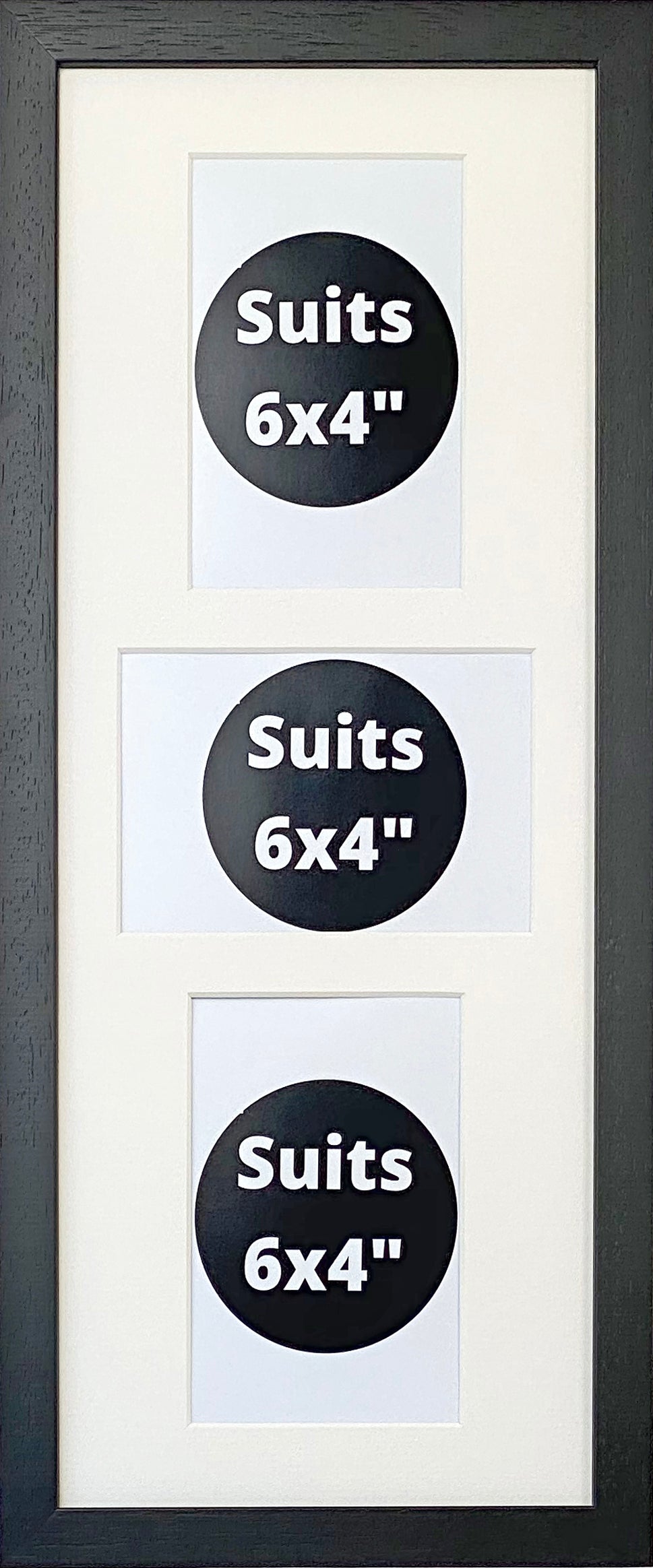 Suits Three 6x4" Photos. 20x50cm. Wooden Multi Photo Frame. - PhotoFramesandMore - Wooden Picture Frames