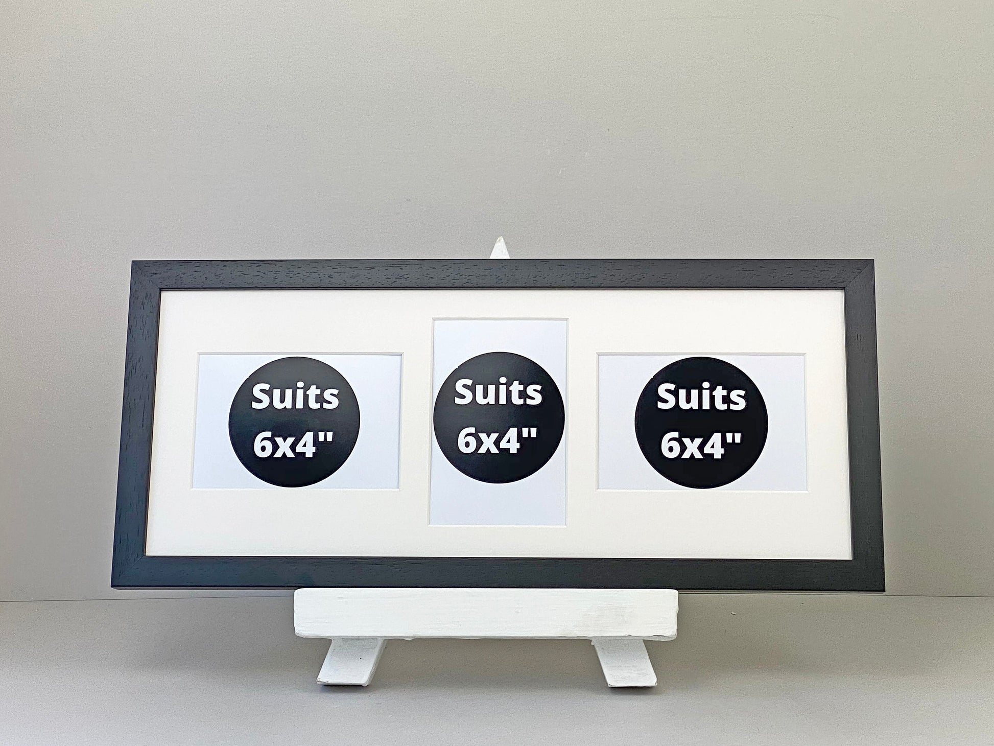 Suits Three 6x4" Photos. 20x50cm. Wooden Multi Photo Frame. - PhotoFramesandMore - Wooden Picture Frames