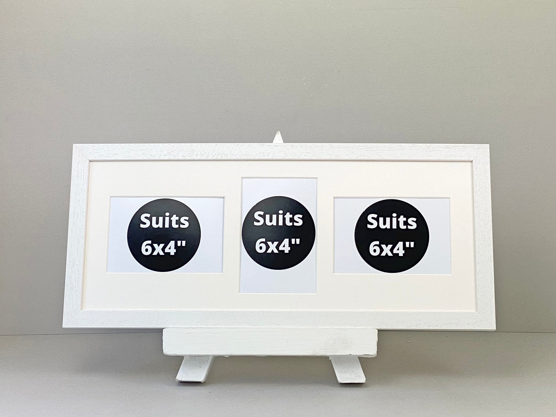 Suits Three 6x4" Photos. 20x50cm. Wooden Multi Photo Frame. - PhotoFramesandMore - Wooden Picture Frames