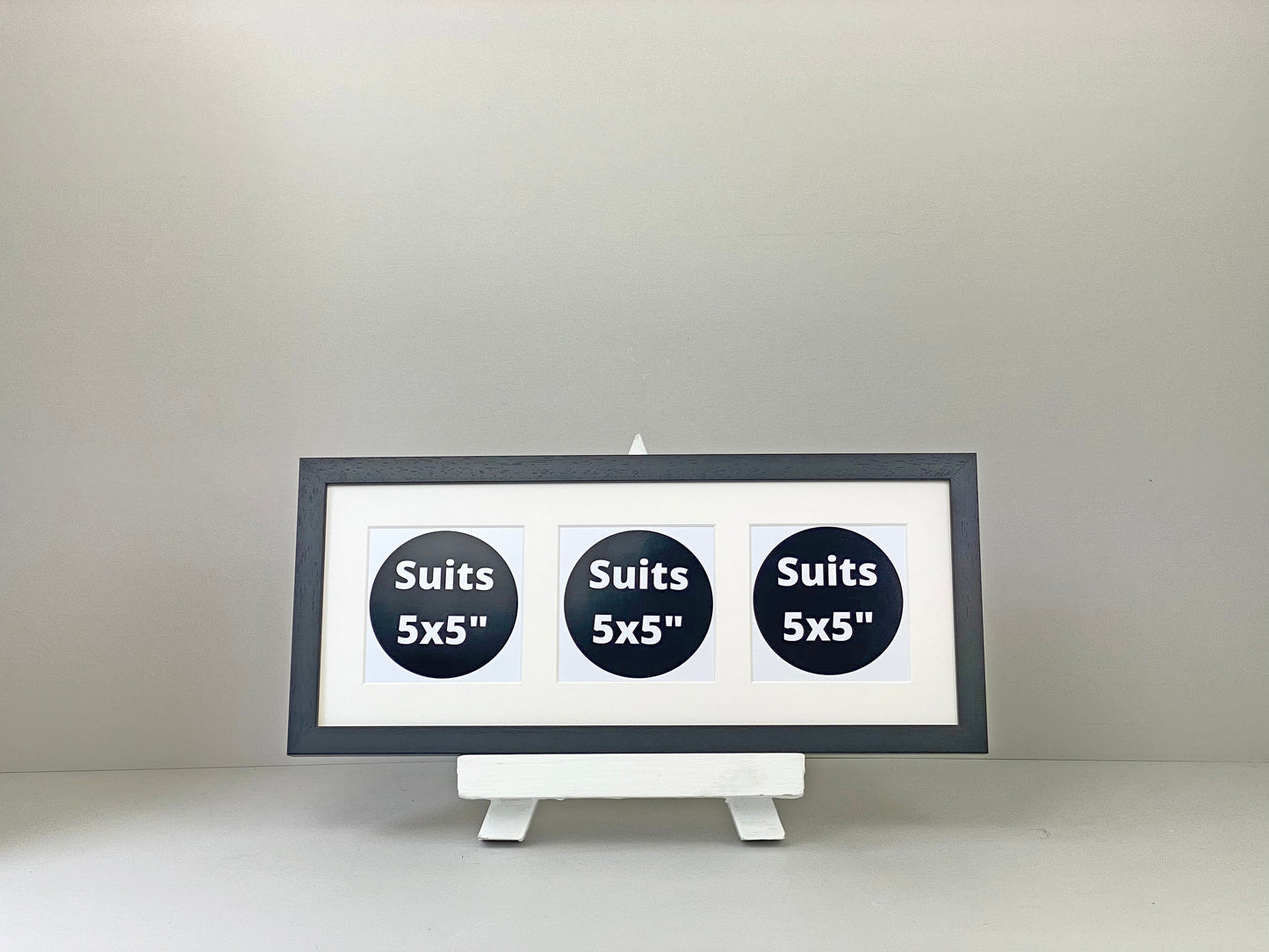 Suits Three 5x5" pictures. 20x50cm. Wooden Multi Aperture Photo Frame. - PhotoFramesandMore