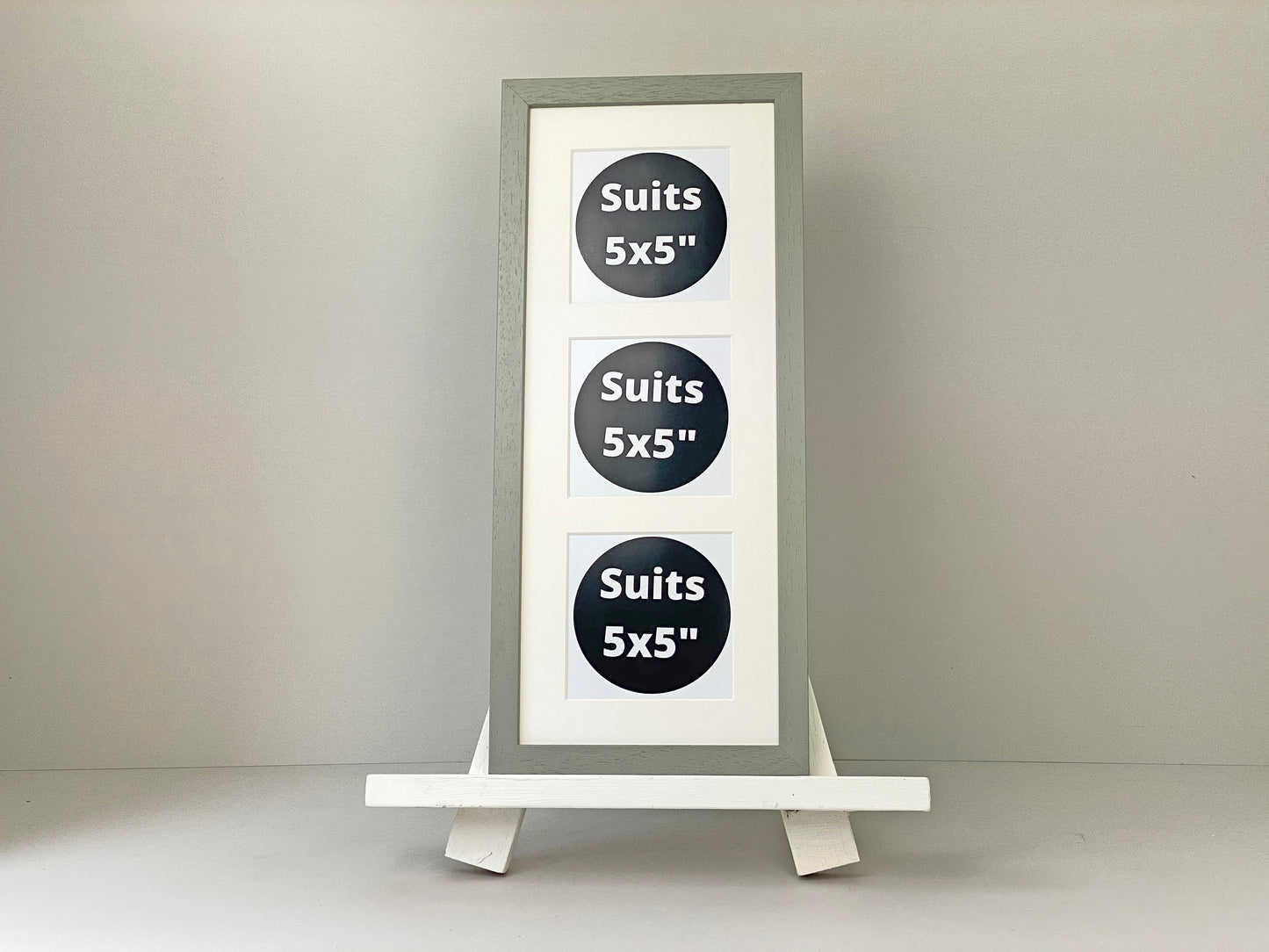 Suits Three 5x5" pictures. 20x50cm. Wooden Multi Aperture Photo Frame. - PhotoFramesandMore