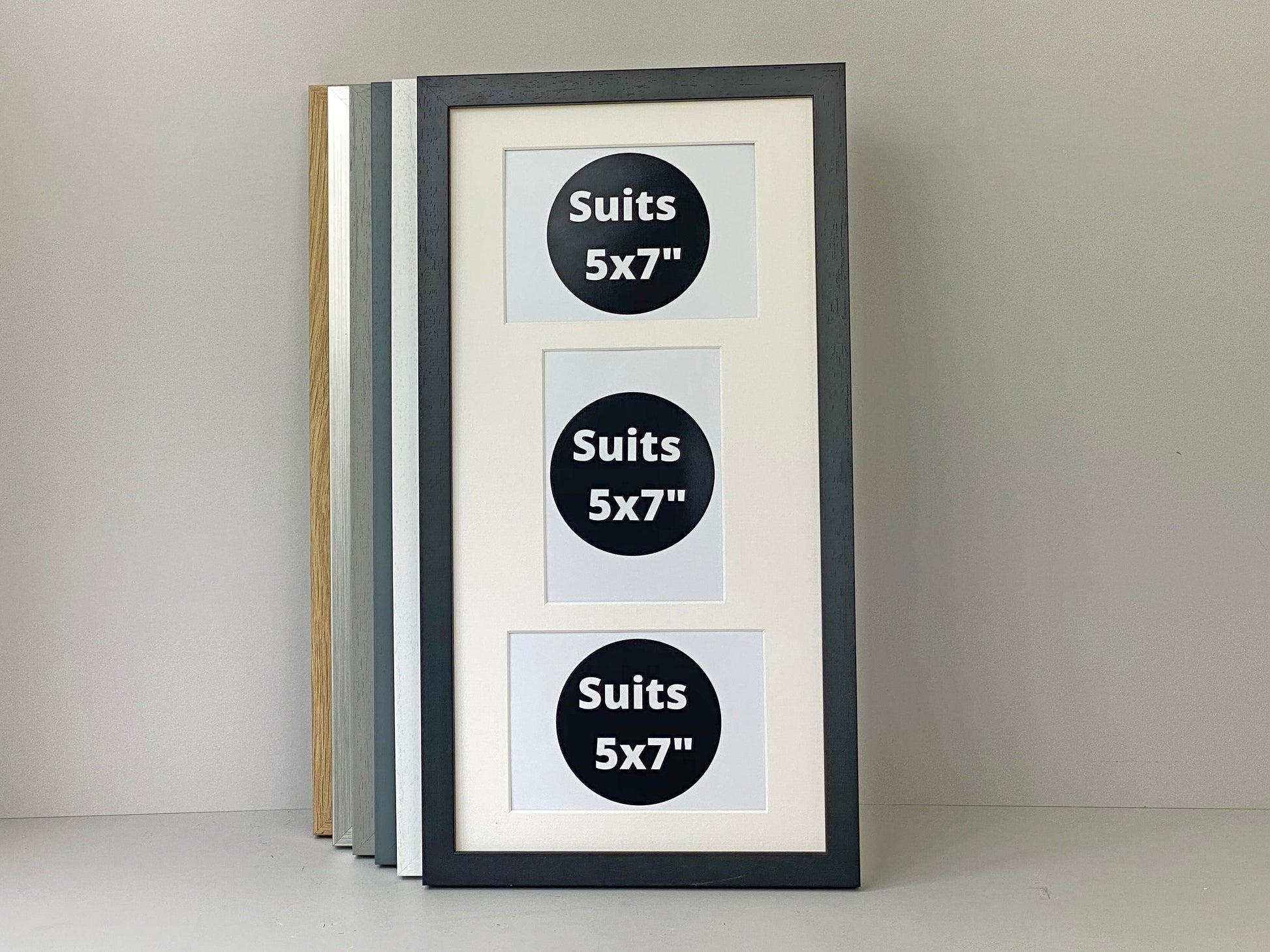 Suits Three 5x7" Photos, Mixed Portrait and Landscape. Multi Aperture Photo Frame. - PhotoFramesandMore