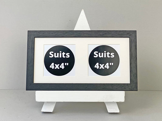 Suits Two 4x4" photos. 15x30cm. Wooden Multi Aperture Frame - PhotoFramesandMore