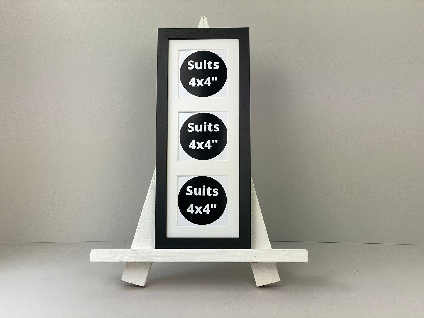 Suits Three 4x4" photos. 15x40cm. Portrait or Landscape. Wooden Collage Photo Frame. - PhotoFramesandMore - Wooden Picture Frames