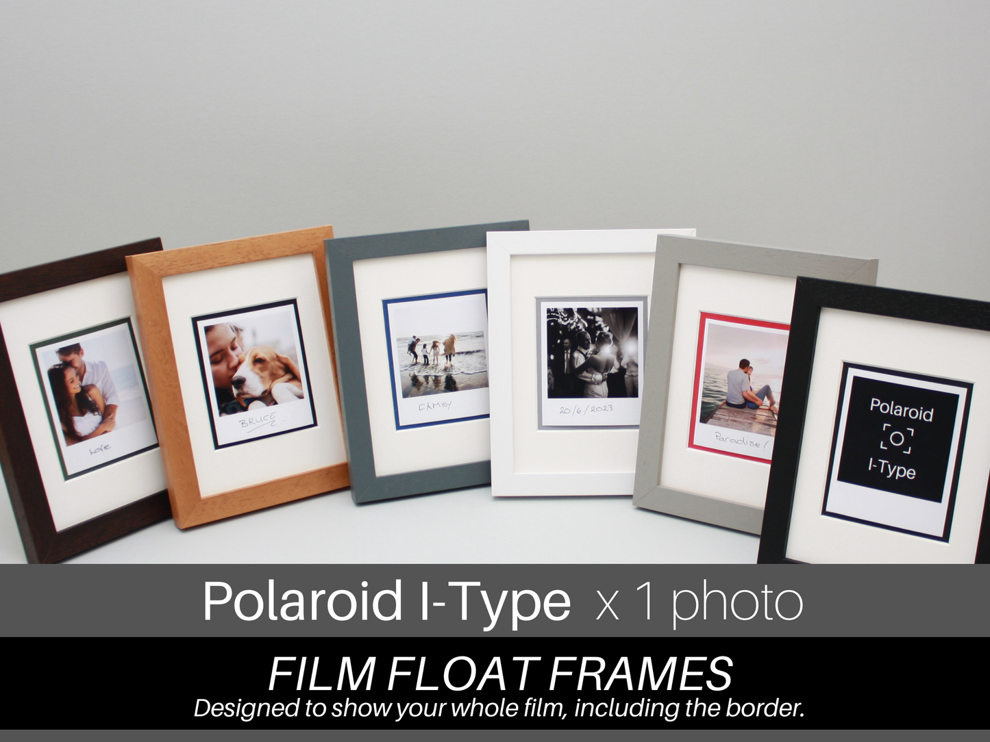 Polaroid I-TYPE Film Float Frame - Suits One Polaroid I-Type | Wooden Photo Frame showing the entire Photo, including border. - PhotoFramesandMore - Wooden Picture Frames