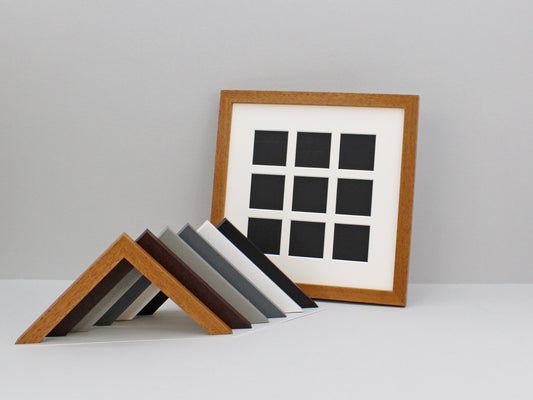 Instax Square Multi Aperture Wooden Photo Frame. Holds Nine 62mmx62mm sized Photos. 30x30cm. - PhotoFramesandMore - Wooden Picture Frames