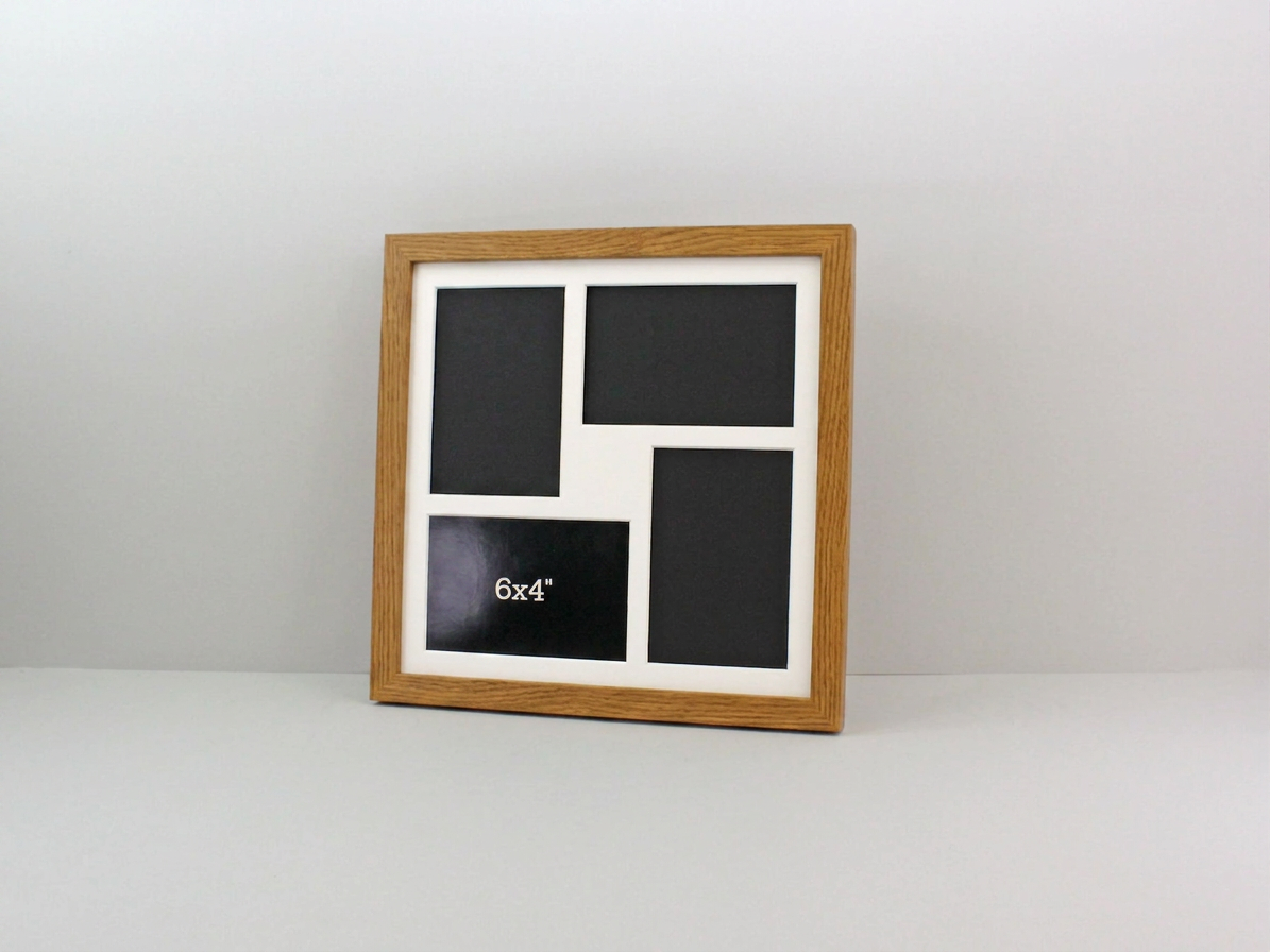 Suits Four 6x4" Photos. 30x30cm. Wooden Multi aperture Frame.