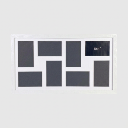 Suits Eight 6x4" Photos. 30x60cm. Wooden Multi Aperture Photo Frame.