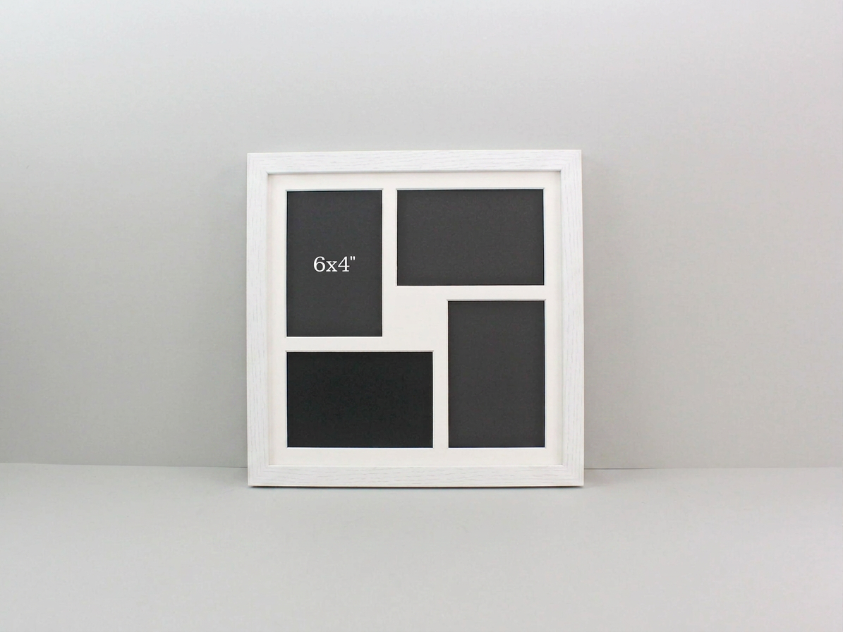Suits Four 6x4" Photos. 30x30cm. Wooden Multi aperture Frame.