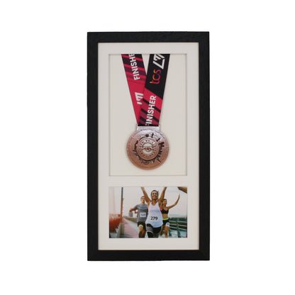 Marathon Medal Frame | Medal & 6x4" Photo | Black or Oak | Wooden | Made in UK