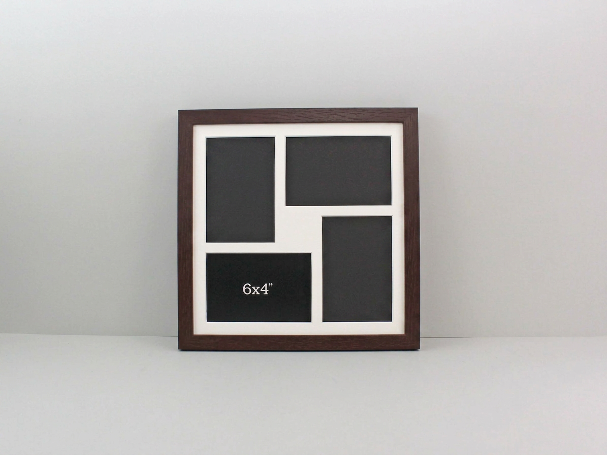 Suits Four 6x4" Photos. 30x30cm. Wooden Multi aperture Frame.