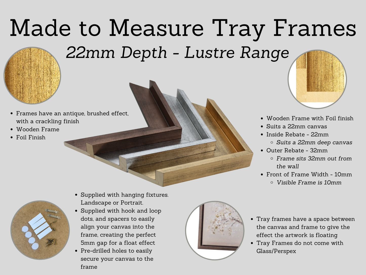 Made To Measure Tray Frames-22mm Canvases