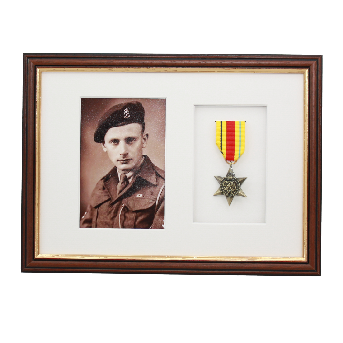 Military Medal display Frame for One Medal and a 6x4" Photograph. Traditional Range. - PhotoFramesandMore - Wooden Picture Frames