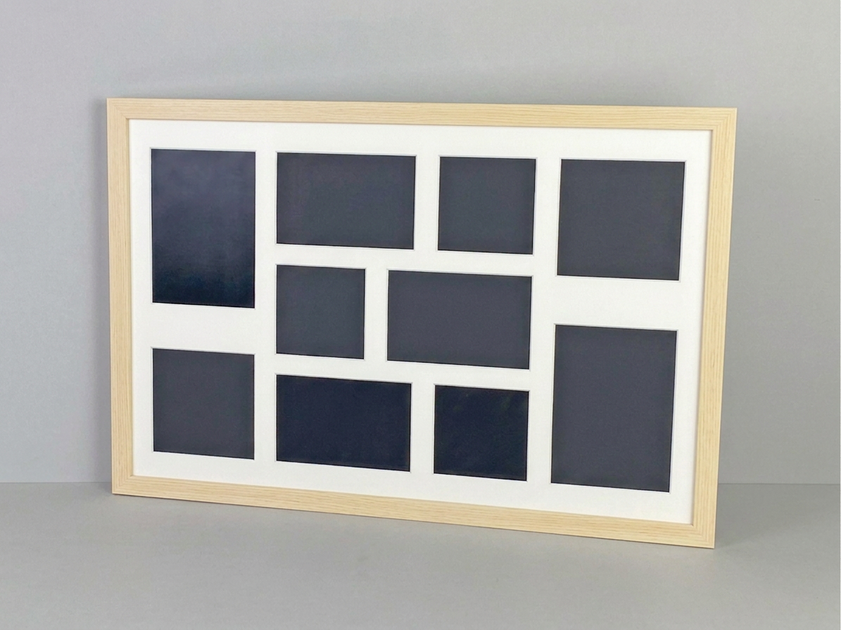 Suits 10 Images, 4x4", 6x4", 5x5", 5x7". Naturals Range.40x60cm. Wooden Multi Aperture Photo Frame.