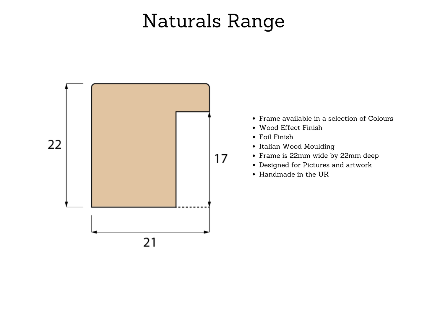 Made To Measure - Naturals 22 Range - Wooden Picture Frames with a Natural Wood Colour Finish