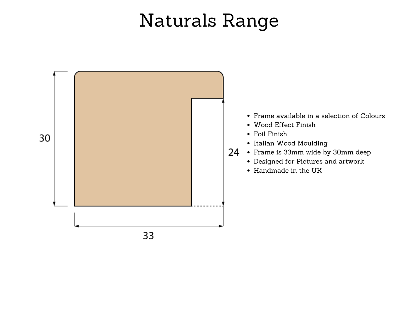 Made To Measure - Naturals 33 Range - Wooden Picture Frames with a Natural Wood Colour Finish